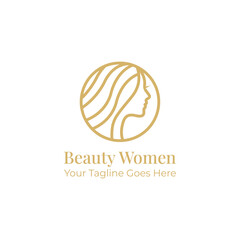 Beautiful woman Logo design with minimalist line style graphic vector