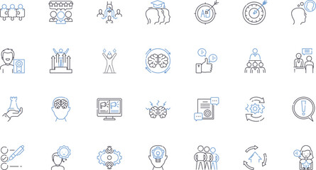 Consortium improvement line icons collection. Collaboration, Synergy, Efficiency, Unity, Advancement, Progression, Growth vector and linear illustration. Adaptation,Change,Innovation outline signs set