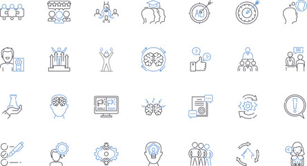 Fototapeta premium Consortium improvement line icons collection. Collaboration, Synergy, Efficiency, Unity, Advancement, Progression, Growth vector and linear illustration. Adaptation,Change,Innovation outline signs set