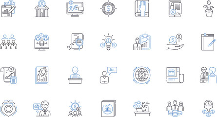 Financial statement line icons collection. Income, Expense, Revenue, Profit, Loss, Net, Assets vector and linear illustration. Liabilities,Equity,Balance outline signs set