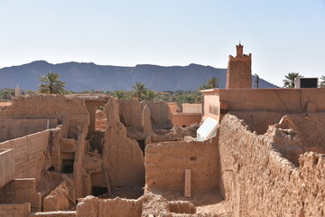 crumbled mud brick houses, Oasis of Figuig, Oriental province, Eastern Morocco