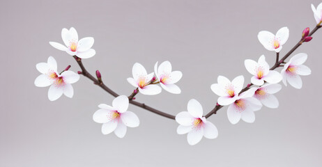 Cherry blossom branch on bright background, generative AI