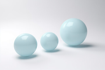 Close-up, ground-level macro view of 3D pastel blue balls - background, copy space, isolated, Generative AI