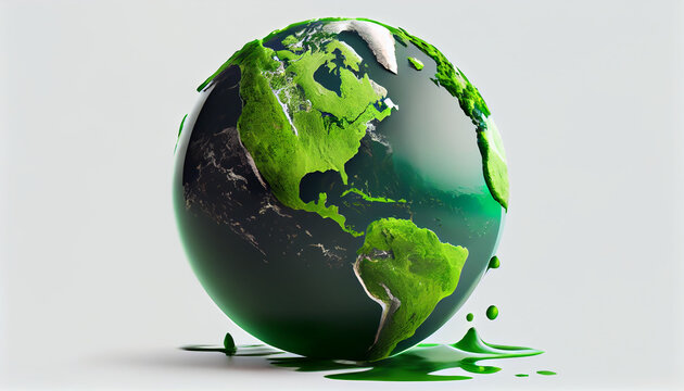 Green Earth on white background. Earth day concept Ai generated image