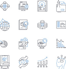 Intelligence and gadgets line icons collection. Brain, Genius, Mind, Cognition, Smart, IQ, Technology vector and linear illustration. Innovation,Knowledge,Learning outline signs set