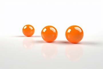 Close-up, ground-level macro view of 3D orange balls - background, copy space, isolated, Generative AI