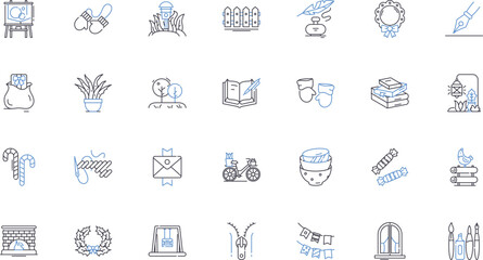 Artistic organization line icons collection. Gallery, Museum, Studio, Exhibition, Event, Show, Performance vector and linear illustration. Art,Collection,Installation outline signs set