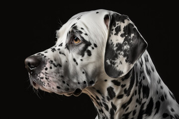 Generative AI. Dalmatian dog in front of a dark background