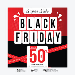 black friday sale square banner social media post vector template