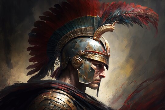 a illustration of a roman soldier wearing a helmet Generative AI
