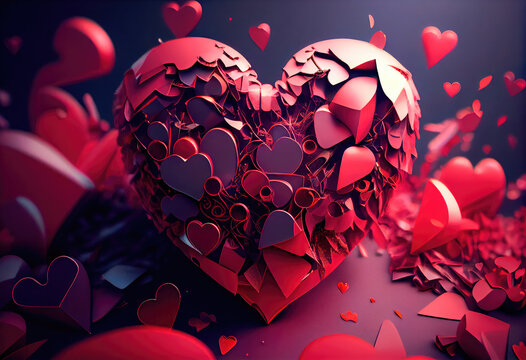 Valentine background with hearts. Generative AI