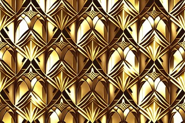 Gold geometric shapes and golden glitter texture, seamless pattern - generative ai
