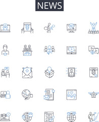 News line icons collection. Information, Intelligence, Update, Bulletin, Report, Account, Notice vector and linear illustration. Announcement,Communication,Disclosure outline signs set