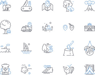Incredible quest line icons collection. Adventure, Challenge, Mystery, Treasure, Puzzle, Danger, Exploration vector and linear illustration. Discovery,Exploration,Quest outline signs set