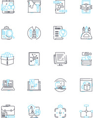 Web software linear icons set. Platform, Browser, Interface, Framework, Plugin, Widget, Application line vector and concept signs. Database,Optimization,Integration outline illustrations