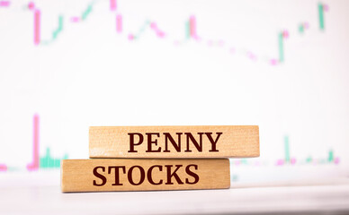 Wooden blocks with words 'penny stocks'. Business concept