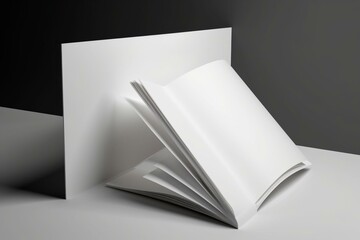 Blank opening corner 3D illustration magazine mock up. Generative AI