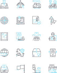 Freight services linear icons set. Cargo, Shipment, Logistics, Transportation, Import, Export, Carrier line vector and concept signs. Haulage,Dispatch,Delivery outline illustrations