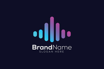 Gradient real estate sound waves logo design template