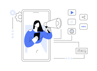 Social media news and tips abstract concept vector illustration.