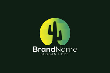 Green cactus logo design template