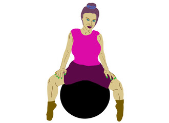 Rolling on a rubber ball to strengthen the pelvic bones