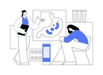 Stomach flu treatment abstract concept vector illustration.