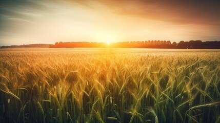 Stunning Image of a Wheat Field During Sunset