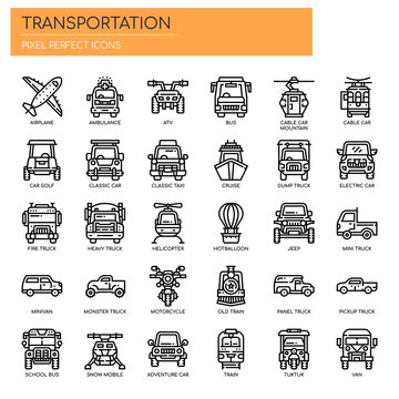 Transportation , Thin Line and Pixel Perfect Icons