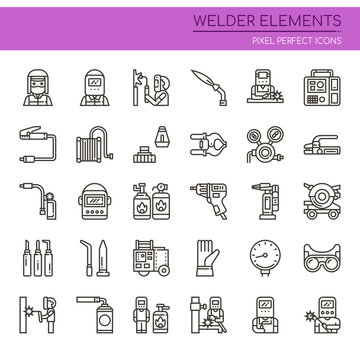 Welder Elements , Thin Line and Pixel Perfect Icons.
