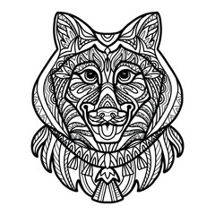 Obraz premium Syberian husky dog head coloring book page
