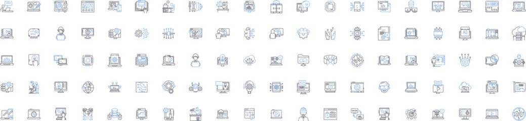Home Page line icons collection. Welcome, Homepage, Introduction, Landing, Entryway, Portal, Gateway vector and linear illustration. Start,Front,First outline signs set
