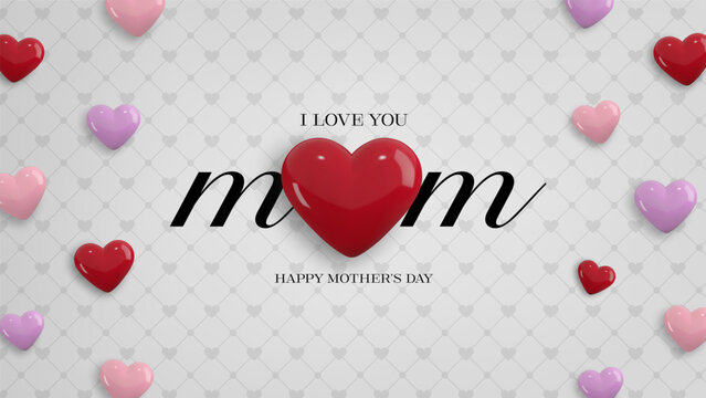 mother's day banner with colorful hearts