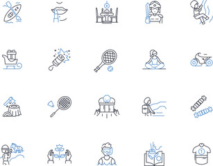 Fototapeta premium Brisk exercise line icons collection. Cardio, Sprinting, Jogging, High-intensity, Power-walking, Cycling, Plyometrics vector and linear illustration. Burpees,Boxing,Zumba outline signs set