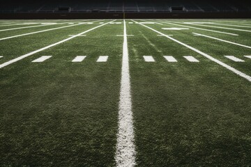 Fototapeta na wymiar American Football 50 yard line football field and game. Generative AI