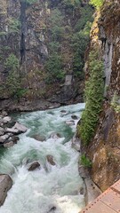 Flow of water between mountains 