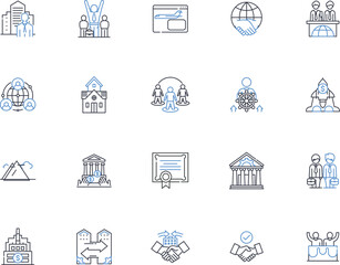 Executive Branch Cabinet line icons collection. Cabinet, President, Advisor, Secretary, Leader, Counsel, Governance vector and linear illustration. Management,Administration,Department outline signs - obrazy, fototapety, plakaty