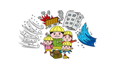 災害から家族を守る防災対策のイラスト