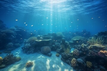AI Generated Underwater Ocean Background. Generative AI