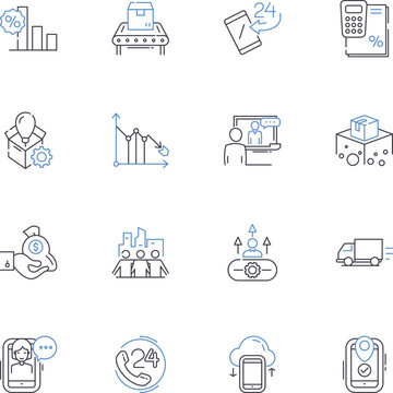 Interbank markets line icons collection. Liquidity, Arbitrage, Counterparty, Derivatives, Volatility, Hedging, Market-makers vector and linear illustration. Execution,Pricing,Clearing outline signs