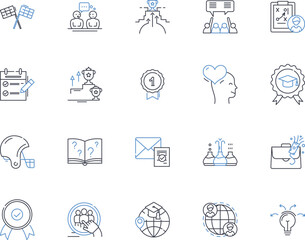 Fototapeta premium Collegiate athletics line icons collection. Competition, Scholarships, Championships, Training, Coaches, Athletes, Recruits vector and linear illustration. Sponsorship,Recruiting,Boosters outline