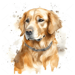 Watercolor drawing of a dog face, illustration, Generative Ai