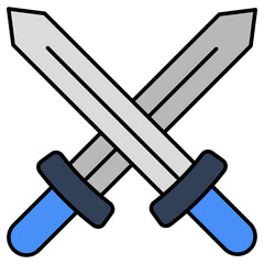 Battle tool concept icon, vector design of crossswords 