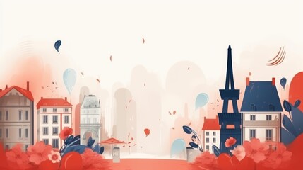 Fototapeta na wymiar France holiday background, greeting card, invitation, poster, social media graphics, celebrations. Generative AI