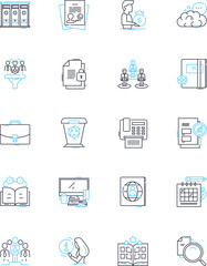 Fitness center linear icons set. Gym, Exercise, Health, Strength, Cardio, Weightlifting, Muscles line vector and concept signs. Training,Aerobics,Flexibility outline illustrations