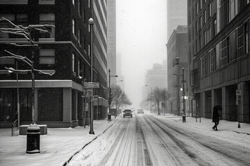 Snowy Streets of an American City- generative AI