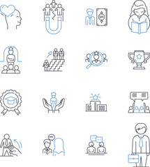 Financial advisement line icons collection. Investments, Budgeting, Retirement, Wealth, Planning, Debt, Strategy vector and linear illustration. Taxation,Portfolio,Insurance outline signs set