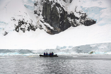 Expedition by Pontoon Boat in The Pristine and Unspoiled Remote Gullet Area Near Adelaide Island, Antarctic Peninsula