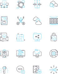 Customer engagement linear icons set. Feedback, Loyalty, Communication, Interaction, Personalization, Satisfaction, Engagement line vector and concept signs. Connection,Trust,Service outline