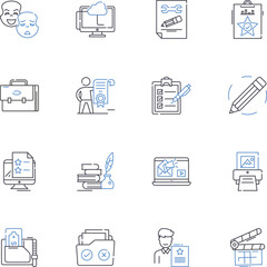 Investment line icons collection. Portfolio, Returns, Diversification, Equity, Bonds, Risk, Assets vector and linear illustration. Income,Wealth,Stock outline signs set